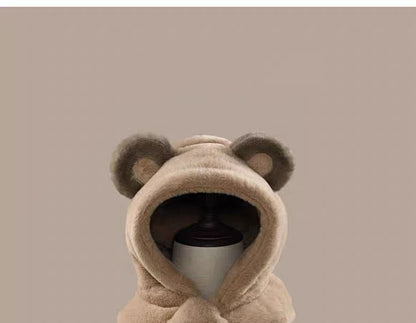 Scarfed Bear Ear Trapper Hat