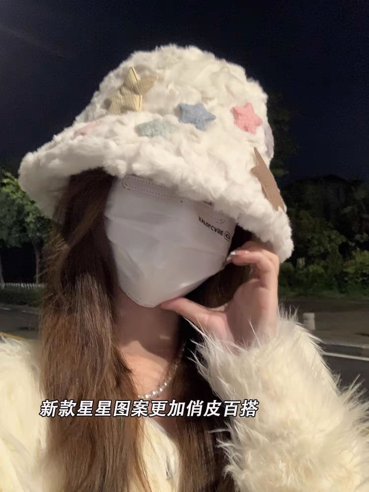 Applique Bucket Hat Star Fleece