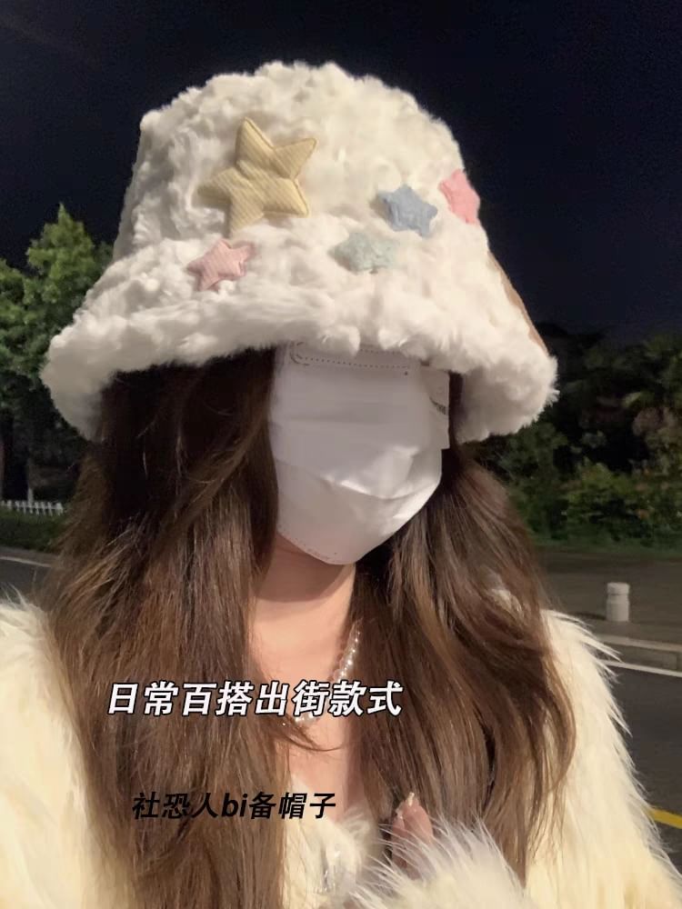 Applique Bucket Hat Star Fleece