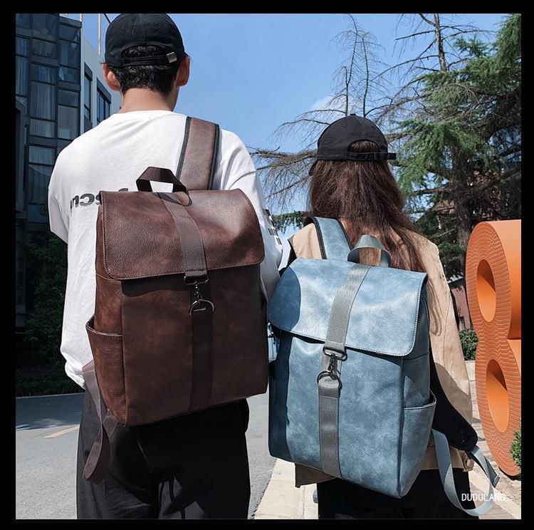 Flap Backpack Faux Leather