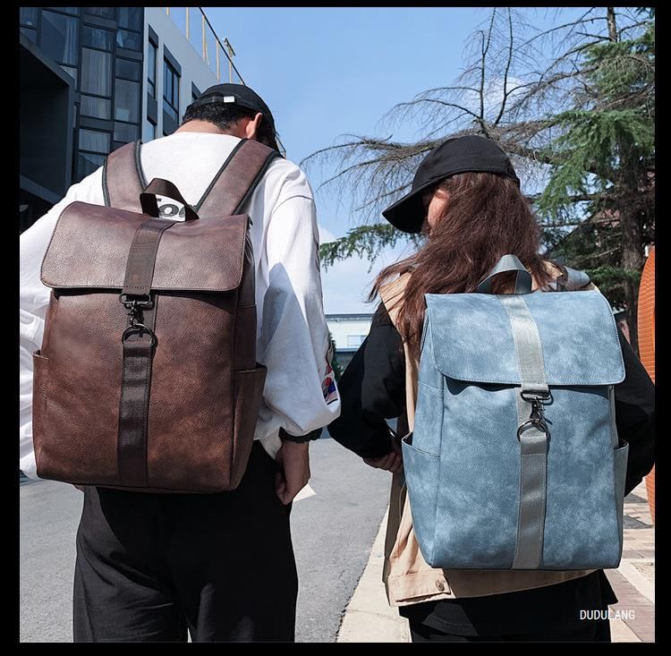 Flap Backpack Faux Leather