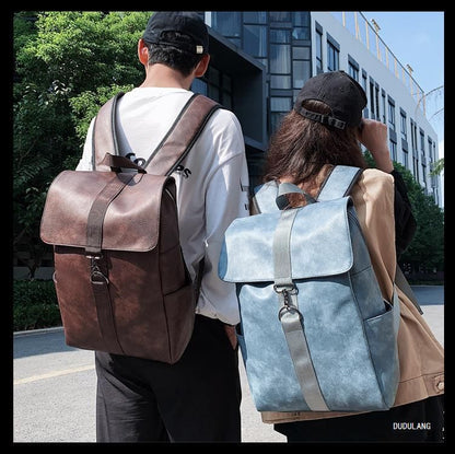 Flap Backpack Faux Leather