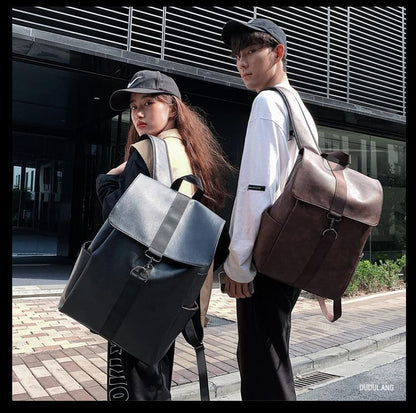 Flap Backpack Faux Leather