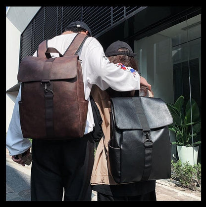 Flap Backpack Faux Leather