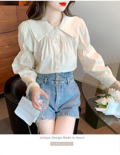 Long-Sleeve Blouse Plain