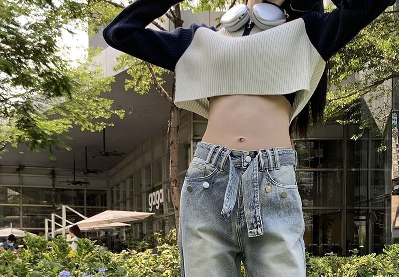 Mid Rise Washed Fit Loose Jeans