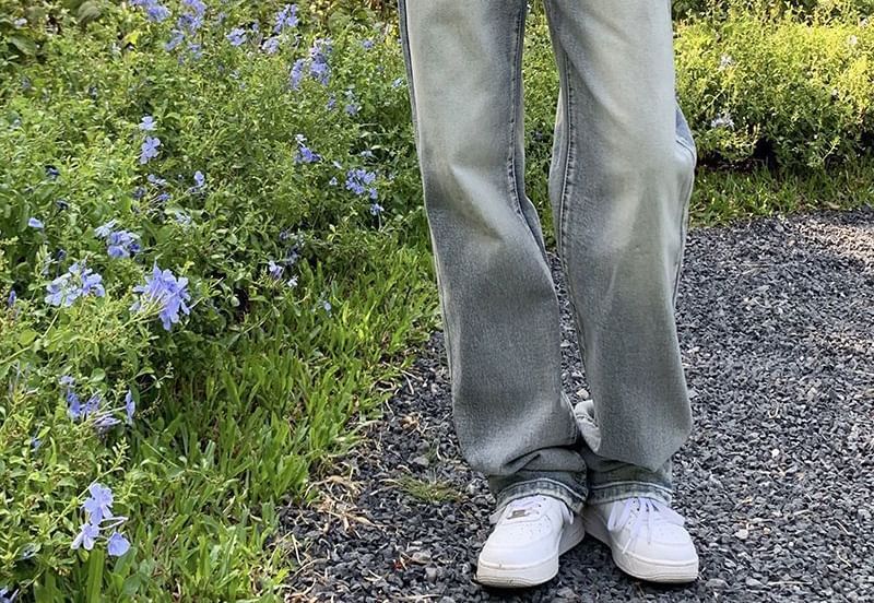 Mid Rise Washed Fit Loose Jeans