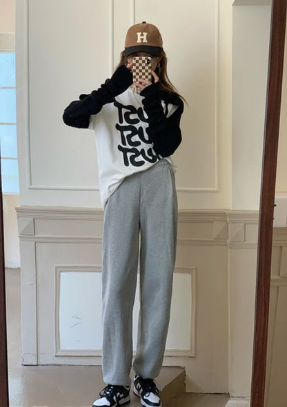 High Waist Plain Sweatpants