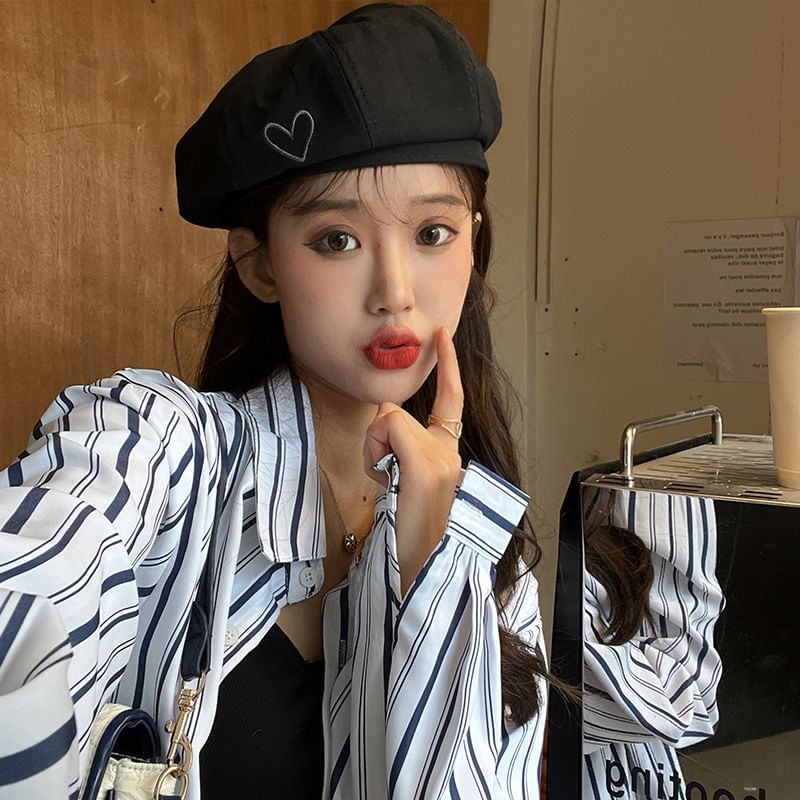 Embroidered Beret Heart