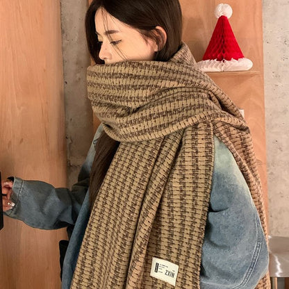 Scarf Label Applique Patterned Tasseled