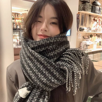 Scarf Label Applique Patterned Tasseled