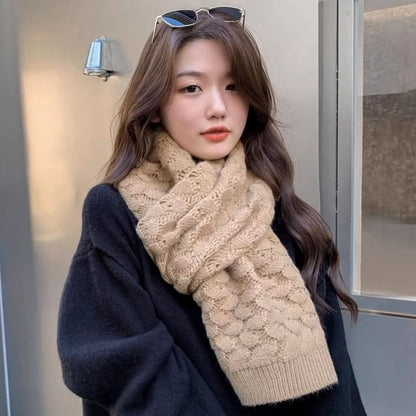 Scarf Pointelle Plain Knit