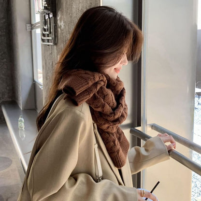 Scarf Pointelle Plain Knit