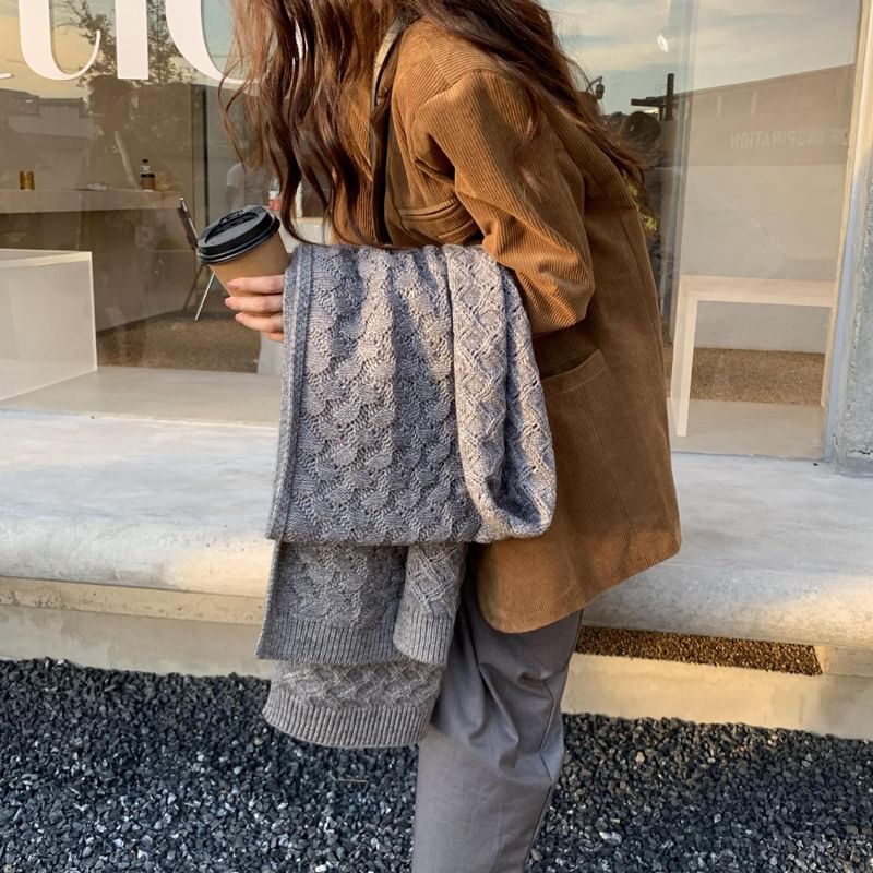 Scarf Pointelle Plain Knit