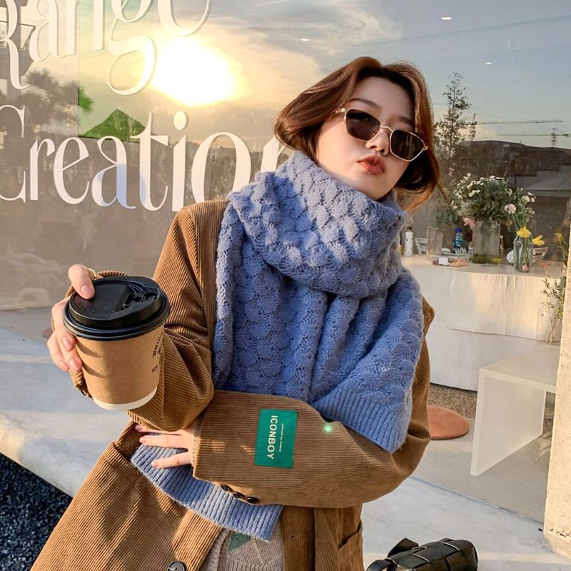 Scarf Pointelle Plain Knit