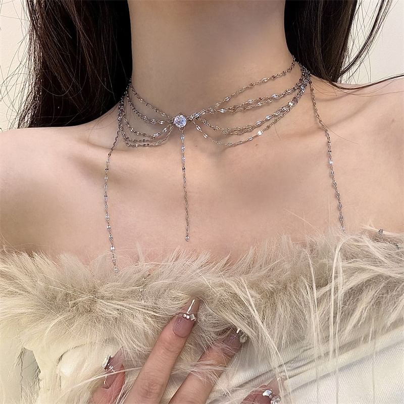 Layered Rhinestone Choker