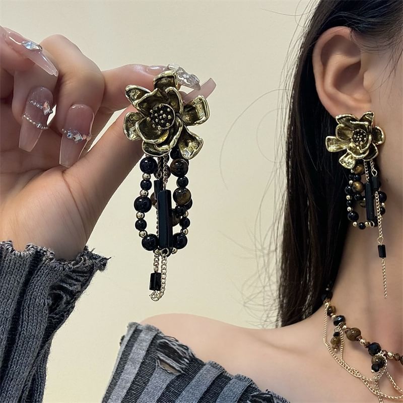 Drop Earring Beaded Floral