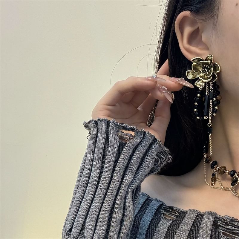 Drop Earring Beaded Floral