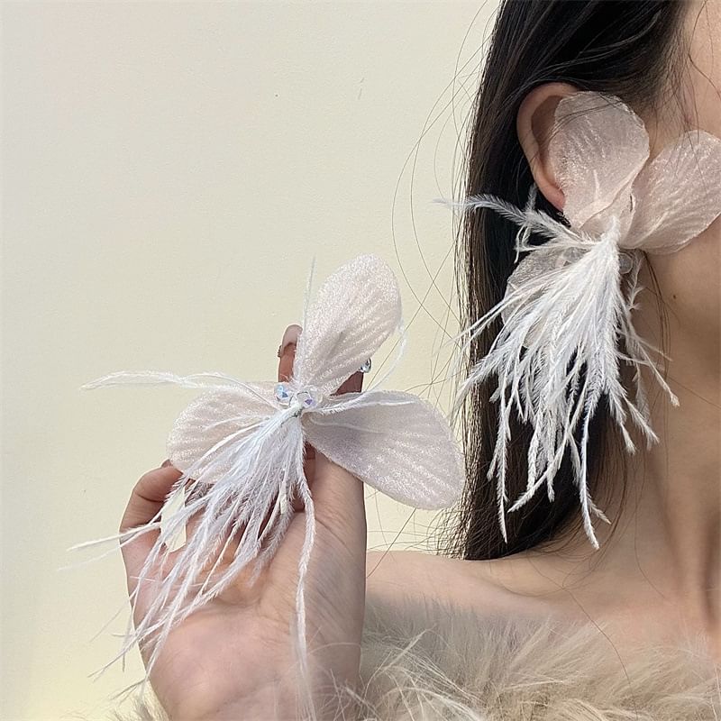 Floral Earring Fringed Drop