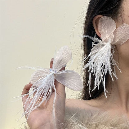 Floral Earring Fringed Drop