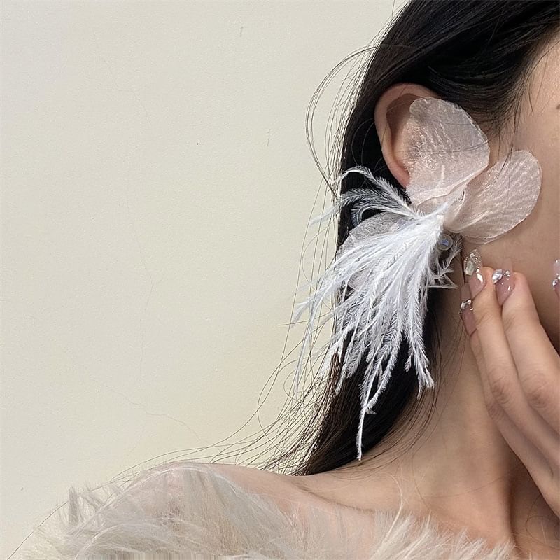 Floral Earring Fringed Drop