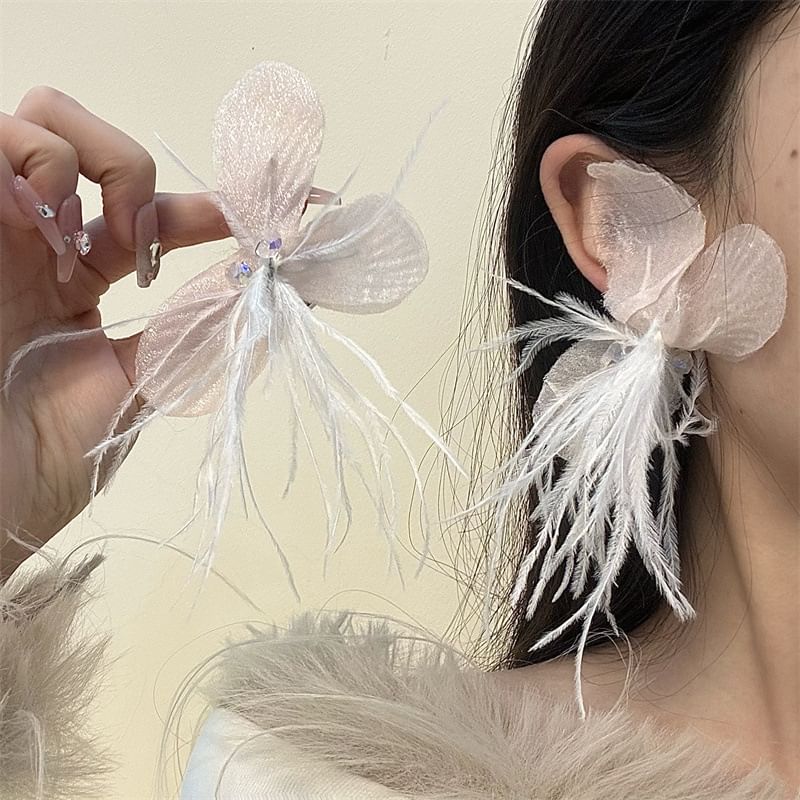 Floral Earring Fringed Drop