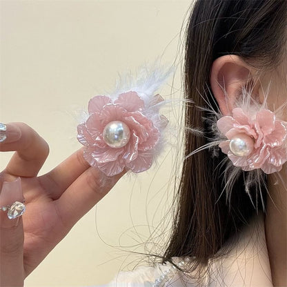 Earring Floral Frayed Drop