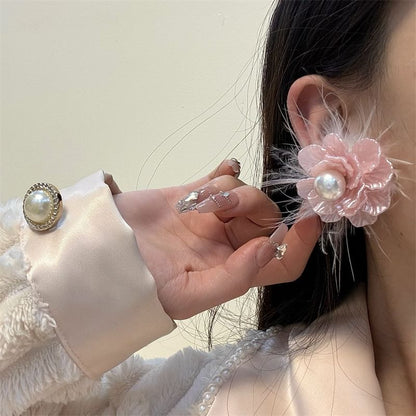 Earring Floral Frayed Drop
