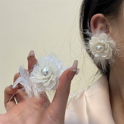 Earring Floral Frayed Drop