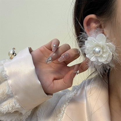 Earring Floral Frayed Drop
