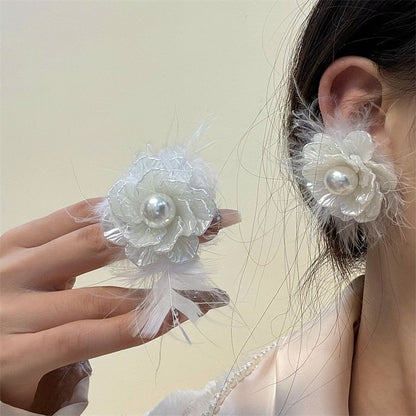 Earring Floral Frayed Drop