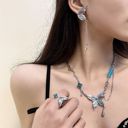 / Choker Butterfly Earring Ring Drop