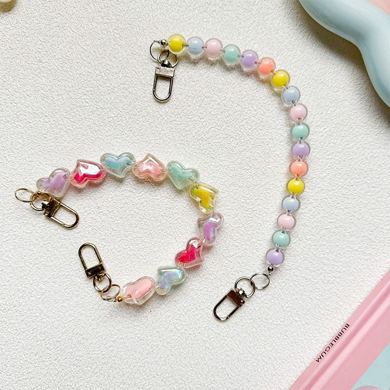 Faux Pearl / Bead Heart Strap Phone