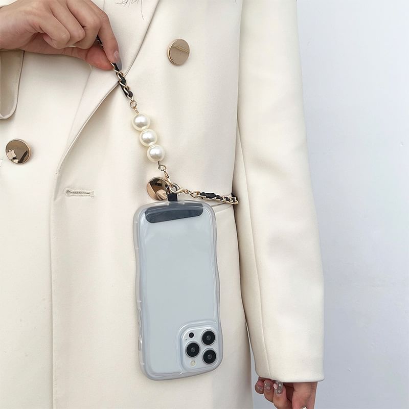 Pearl Phone Lanyard Alloy Leather Faux