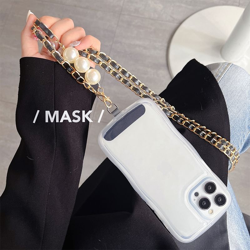 Pearl Phone Lanyard Alloy Leather Faux