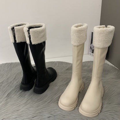 Boots Knee Fleece High Platform Panel
