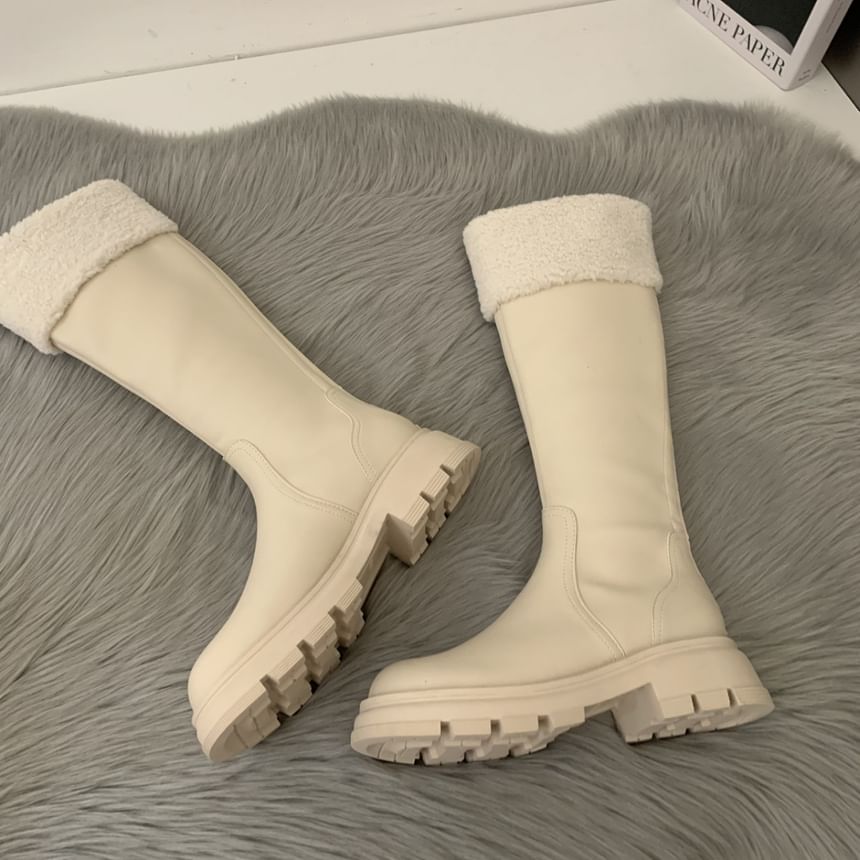 Boots Knee Fleece High Platform Panel