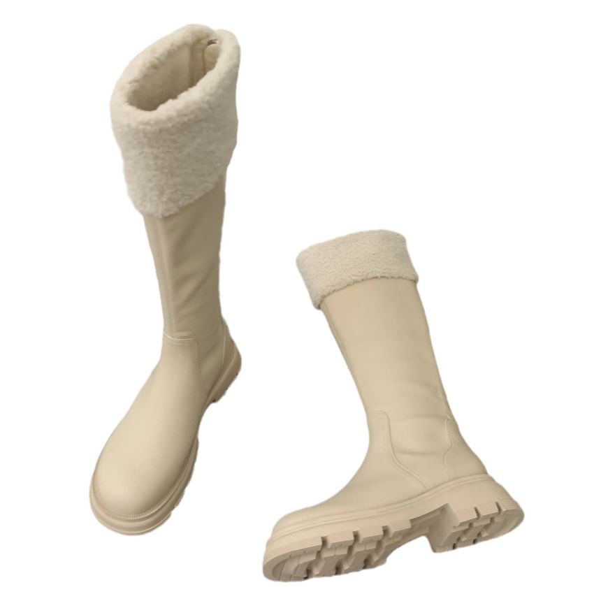 Boots Knee Fleece High Platform Panel