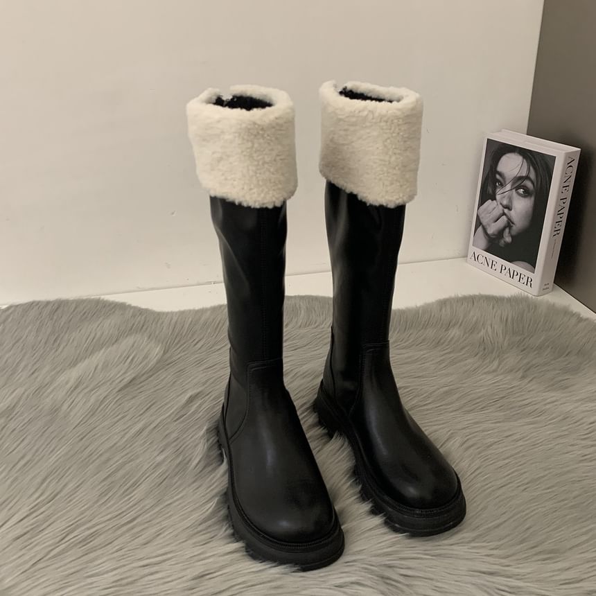 Boots Knee Fleece High Platform Panel