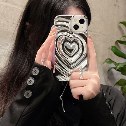 Heart Metallic Textured Phone Case