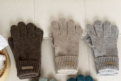 Lettering Gloves Knit Touchscreen Applique Wool
