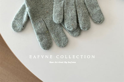 Lettering Gloves Knit Touchscreen Applique Wool