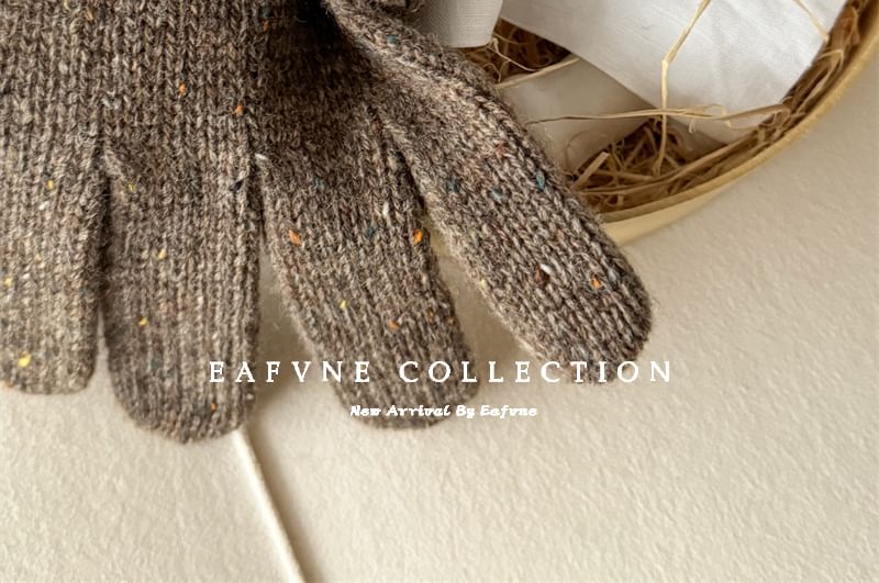 Lettering Gloves Knit Touchscreen Applique Wool