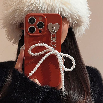 Charm Phone Pearl Case Bow Faux