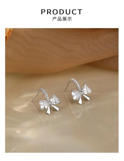 Sterling Silver CZ Bow Hoop Earring