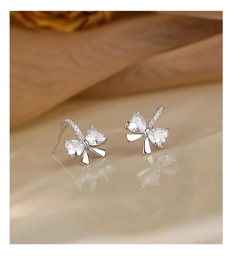 Sterling Silver CZ Bow Hoop Earring