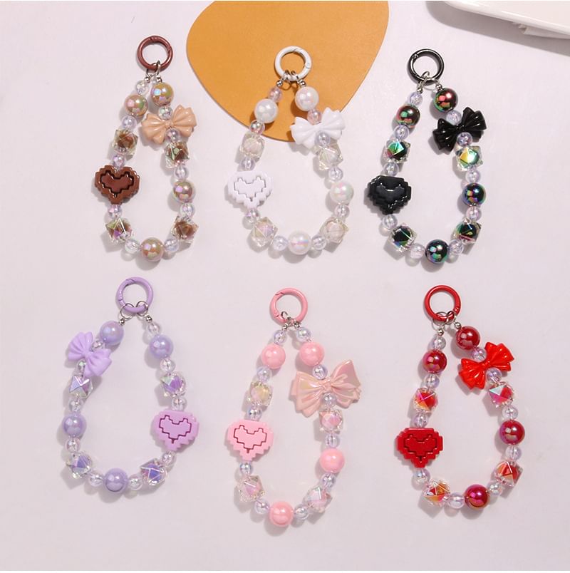 Heart Bow Bead Acrylic Bag Charm