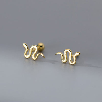 Snake Sterling Silver Barbell Earring