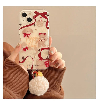 Pom Ribbon Phone Animal Bell Case