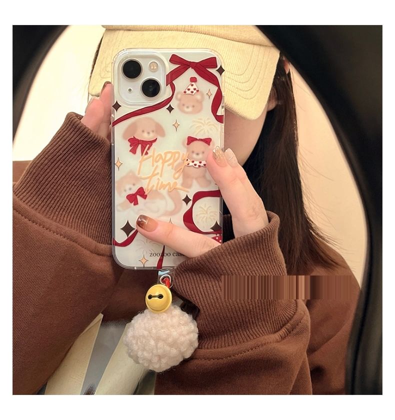 Pom Ribbon Phone Animal Bell Case